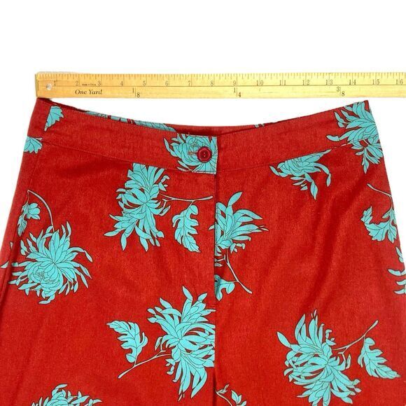 Nasty Gal Collection Wide Leg Pants Women 8 Red Floral Boho Beachy Comfy Trouser - Picture 9 of 15